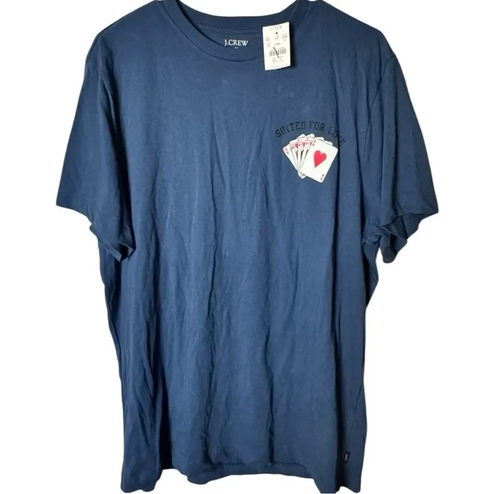 J. Crew Men's Blue Graphic  Card Game T-Shirt Sz L NWT